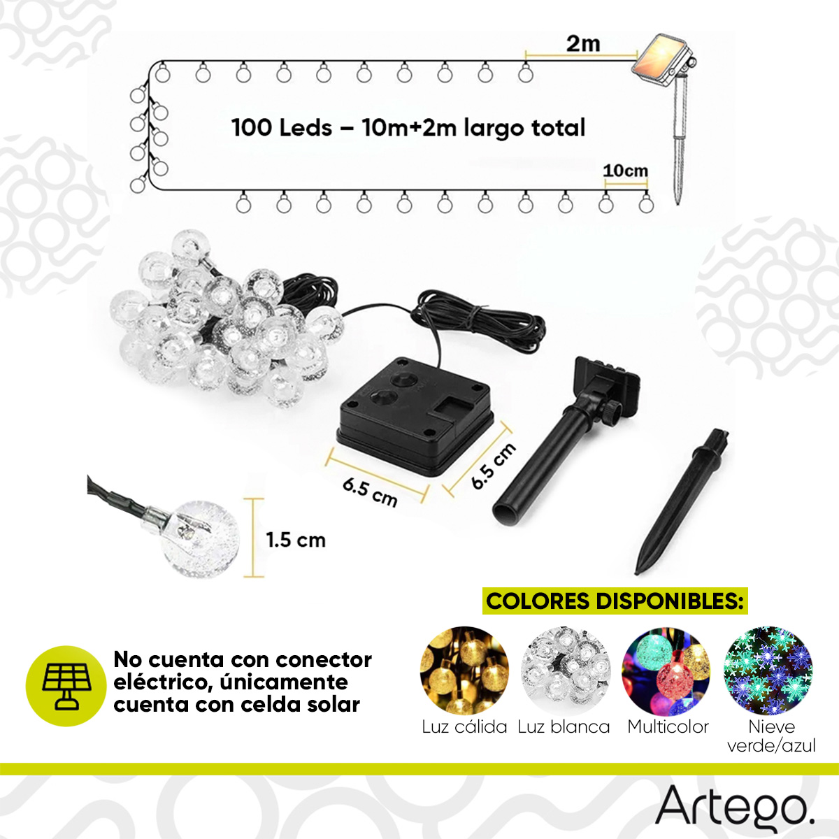 Luces solares 100 led esferas bola crystal style 8 modos de uso para exteriores Guirnalda de luces solares string lights outdoor patio lights wedding party decor