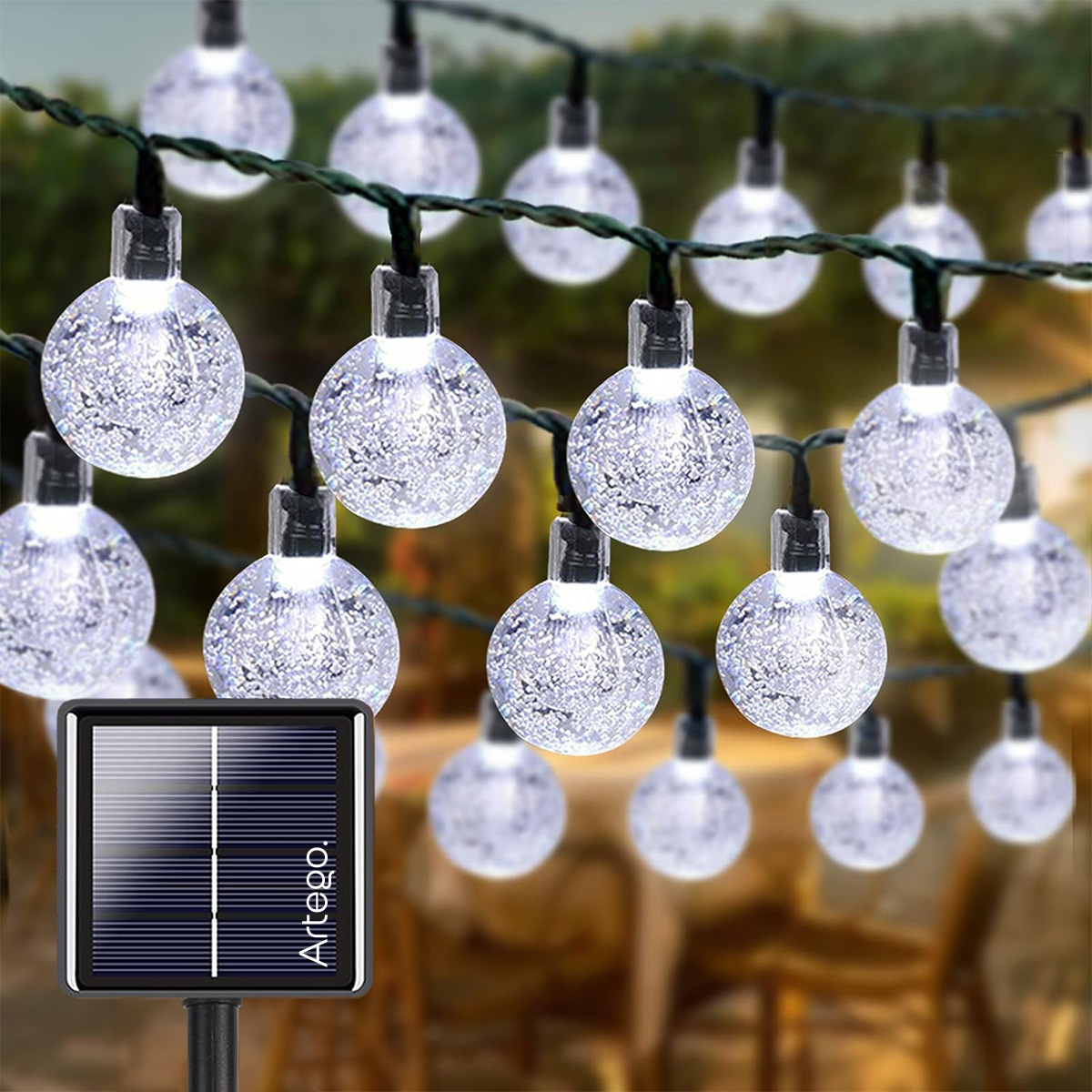 Luces solares 100 led esferas bola crystal style 8 modos de uso para exteriores Guirnalda de luces solares string lights outdoor patio lights wedding party decor