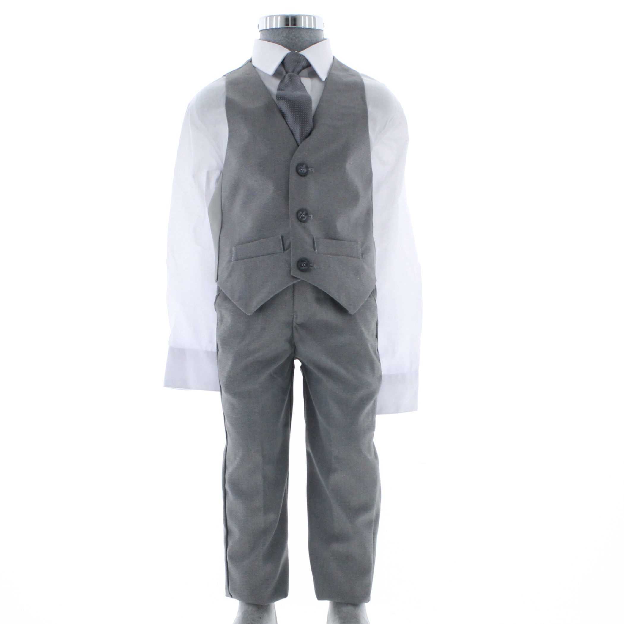 Traje de Vestir Niño Tres Piezas Color Gris 3874 3 a 15 Años.