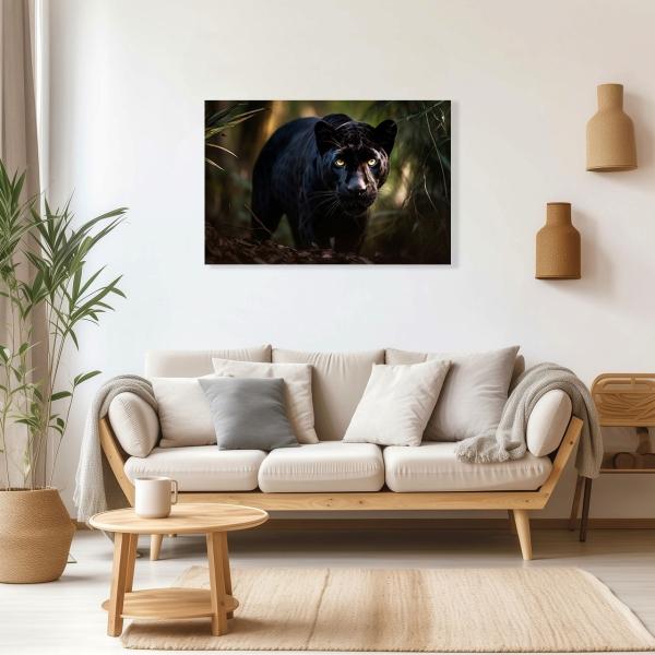 Cuadro Decorativo Canvas Pantera Negra en la selva al acecho  45 X 30