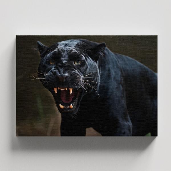 Cuadro Decorativo Canvas Pantera Negra en ataque 45 X 30