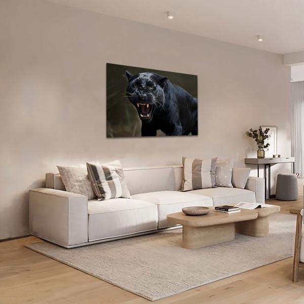 Cuadro Decorativo Canvas Pantera Negra en ataque 45 X 30