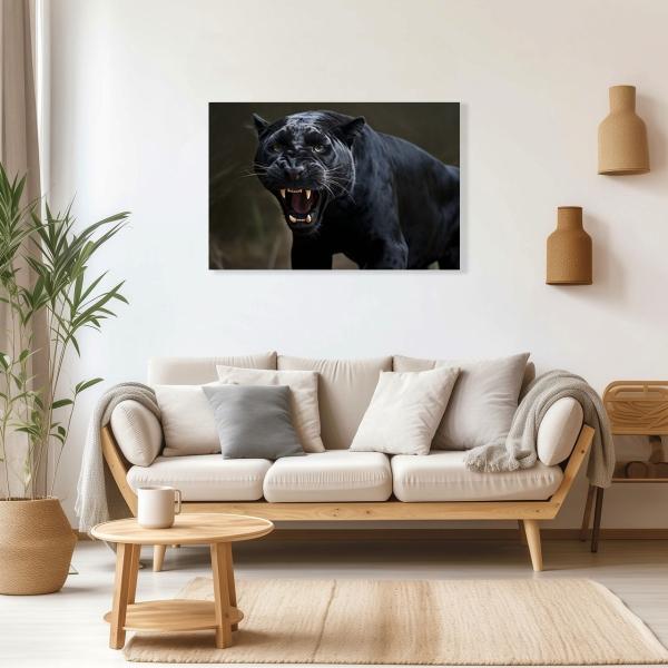 Cuadro Decorativo Canvas Pantera Negra en ataque 45 X 30