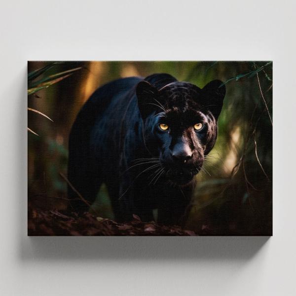 Cuadro Decorativo Canvas Pantera Negra en la selva al acecho  45 X 30
