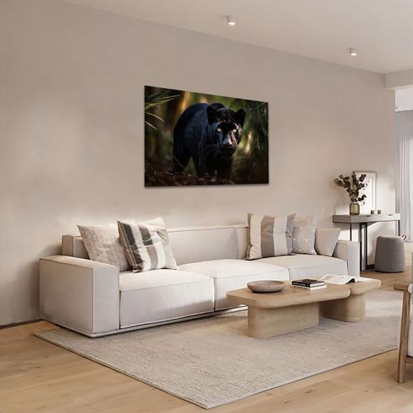 Cuadro Decorativo Canvas Pantera Negra en la selva al acecho  45 X 30
