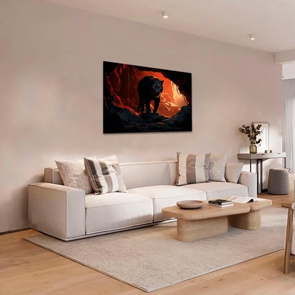 Cuadro Decorativo Canvas Pantera Negra en cueva 90 X 60
