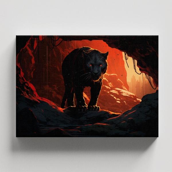 Cuadro Decorativo Canvas Pantera Negra en cueva 90 X 60