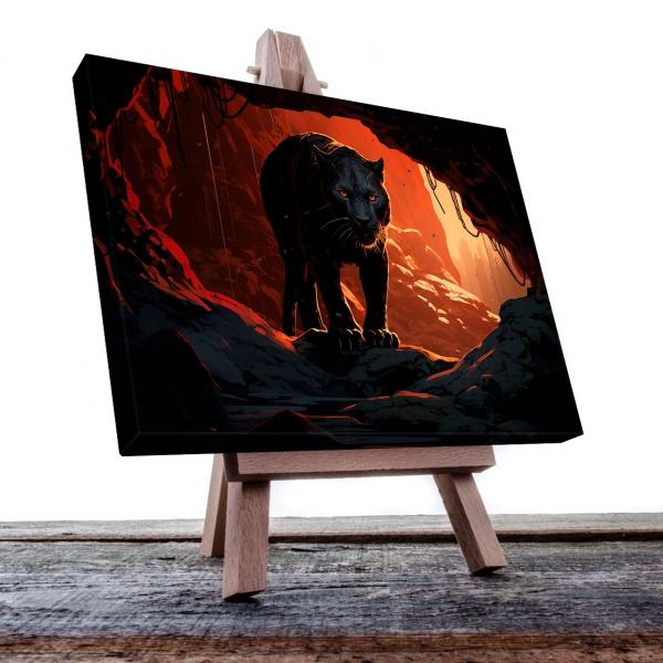 Cuadro Decorativo Canvas Pantera Negra en cueva 90 X 60