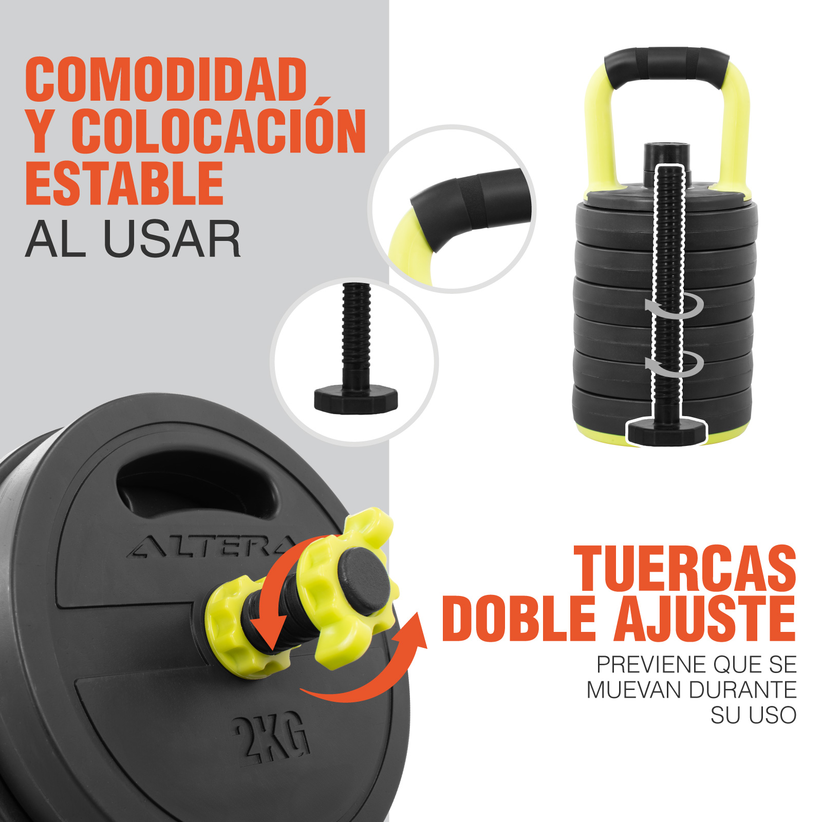 Set De Mancuernas 20 Kg Altera Ajustables Ejercicio Barra Z