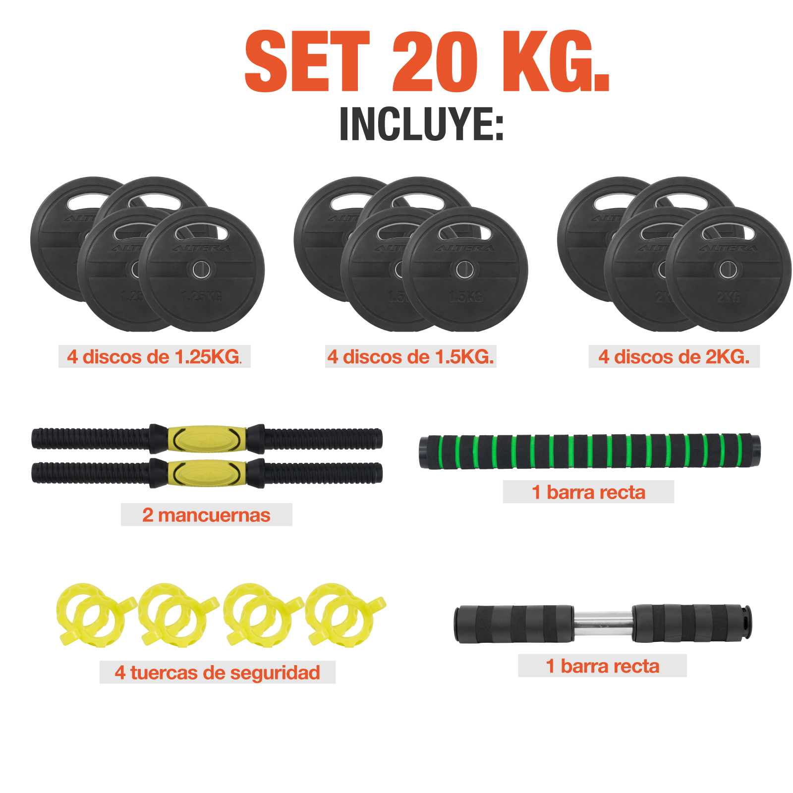 Set De Mancuernas 20 Kg Ajustables Para Ejercicio Gym Altera