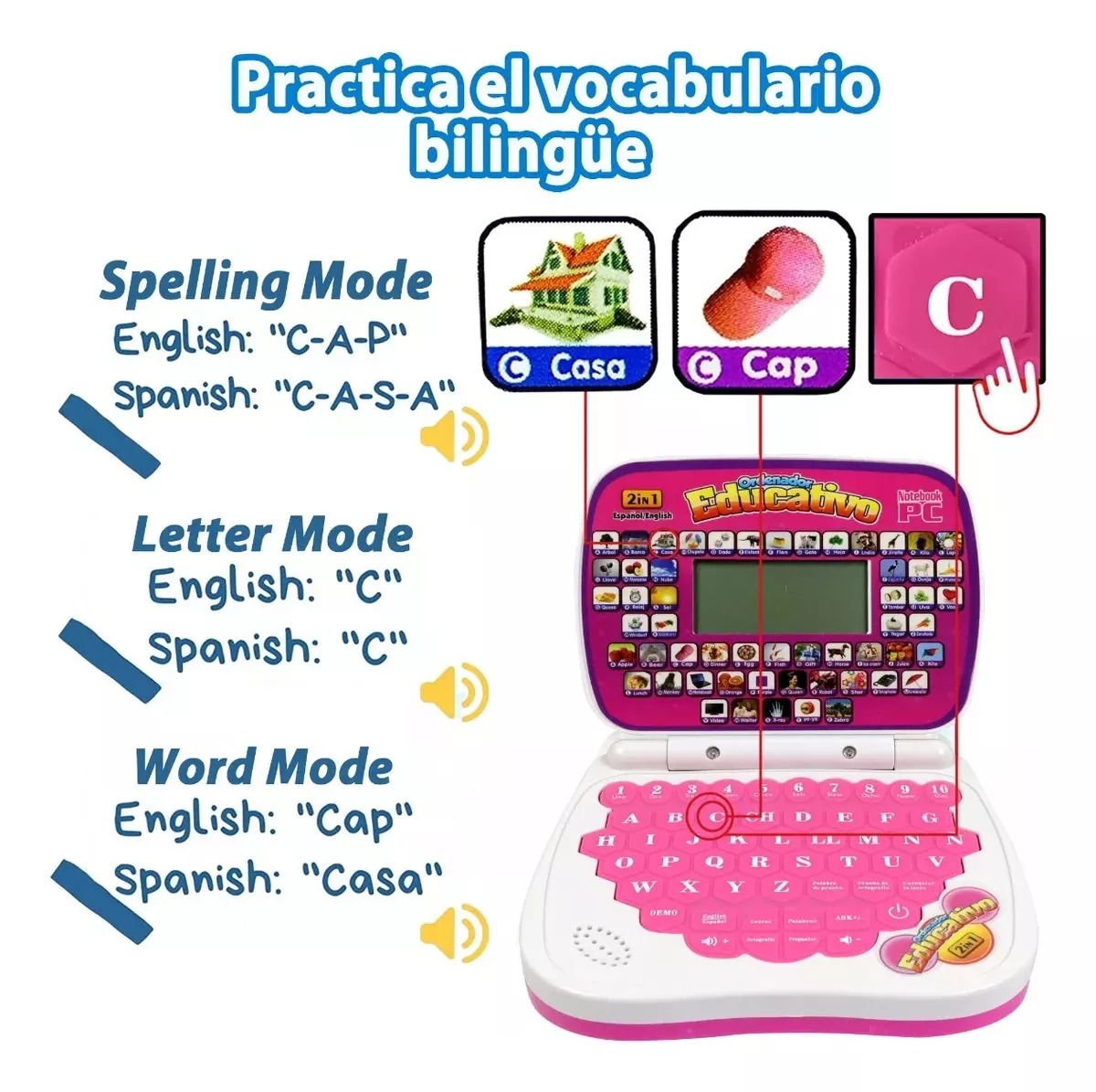 Mini Laptop Interactiva Educativa Español/inglés Niños