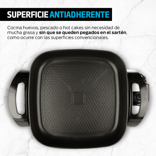 Sarten Eléctrico Antiadherente Redlemon 83446-Bl 4.5 Litros con Tapa de Vidrio 42 por 30 cm