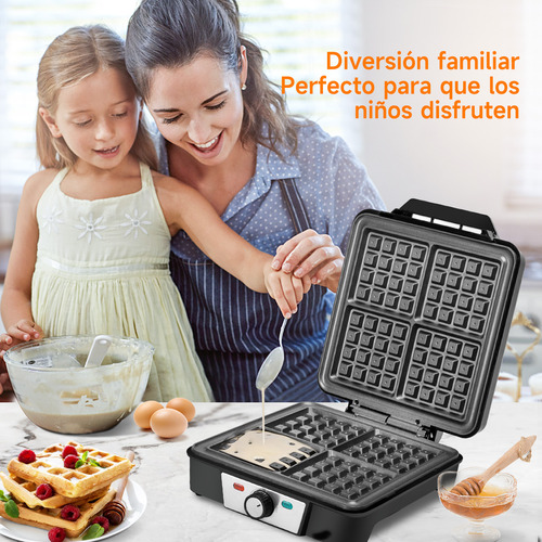 Wafleras Máquina Para Desayuno Electrica 4 Waffles 1200w