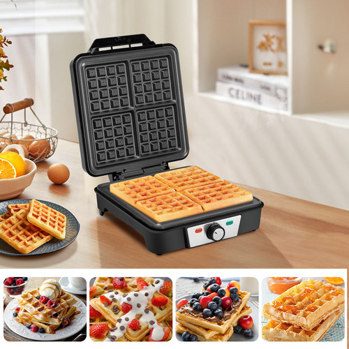 Wafleras Máquina Para Desayuno Electrica 4 Waffles 1200w