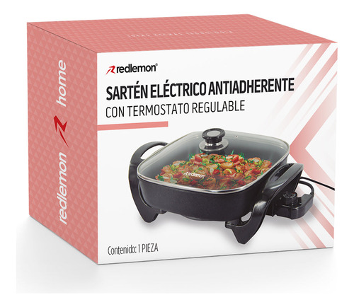 Sarten Eléctrico Antiadherente Redlemon 83446-Bl 4.5 Litros con Tapa de Vidrio 42 por 30 cm