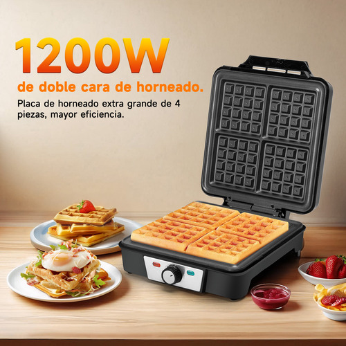 Wafleras Máquina Para Desayuno Electrica 4 Waffles 1200w
