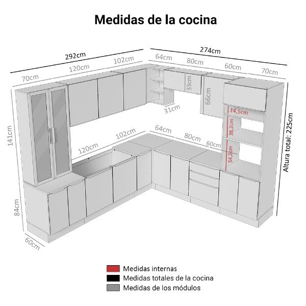Cocina Integral Completa Armario de Vidrio Madesa Lux BG 01