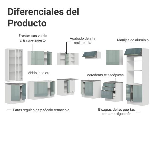 Cocina Integral Completa Armario de Vidrio Madesa Lux BG 01