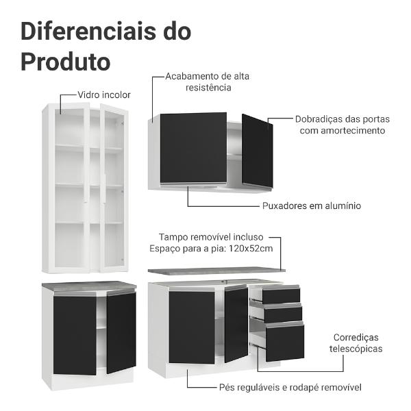 Cocina Integral Completa Armario de Vidrio Madesa Glamy BN 5