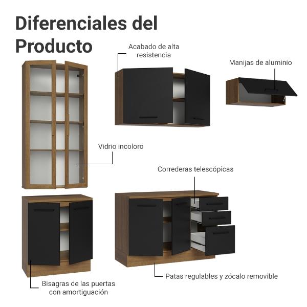 Cocina Integral Completa Armario de Vidrio Madesa Glamy BN 5