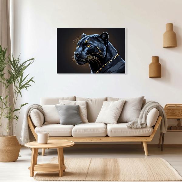 Cuadro Decorativo Canvas de cara de Pantera Negra 120 X 80