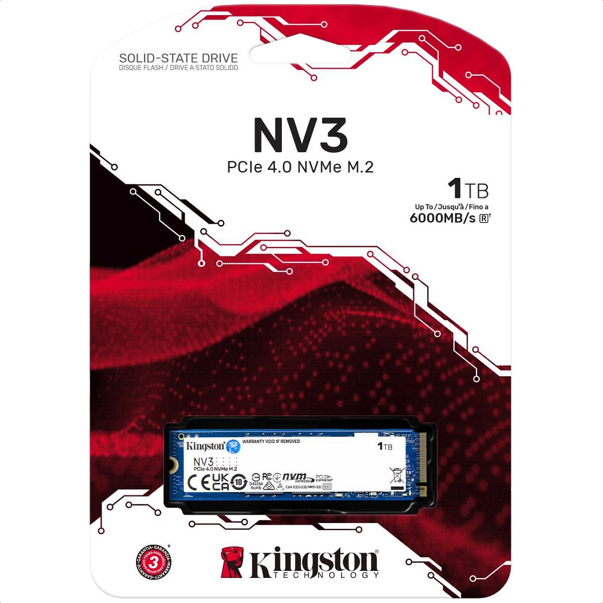 M.2 2280 SSD 1TB Kingston NV3 PCIe 4.0 NVMe SNV3S/1000G