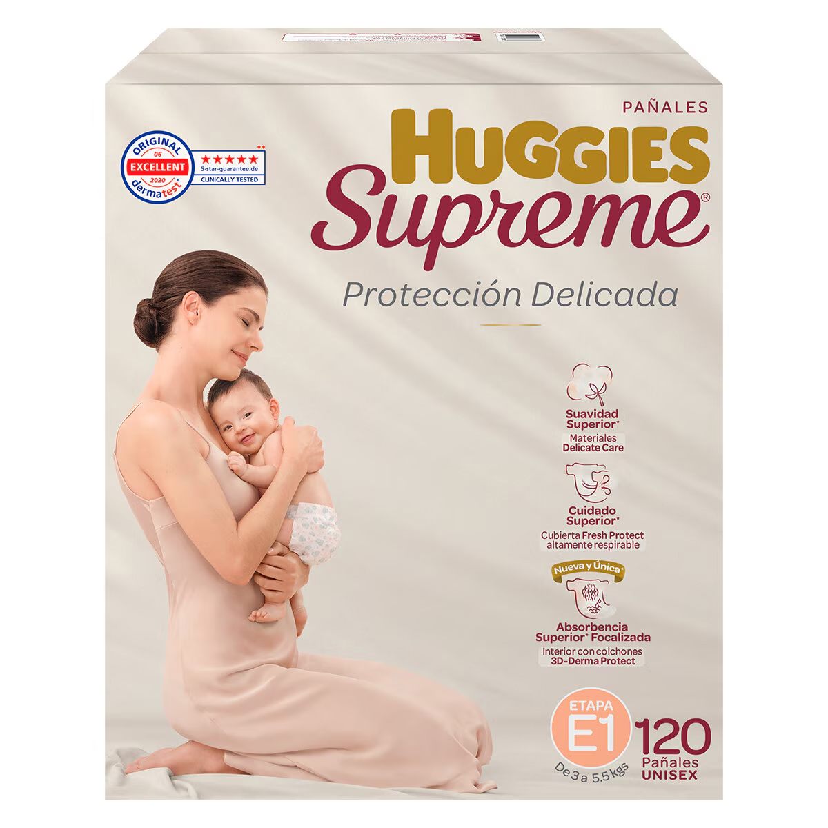 Pañales Huggies Supreme Etapa 1 Unisex 120 Pañales