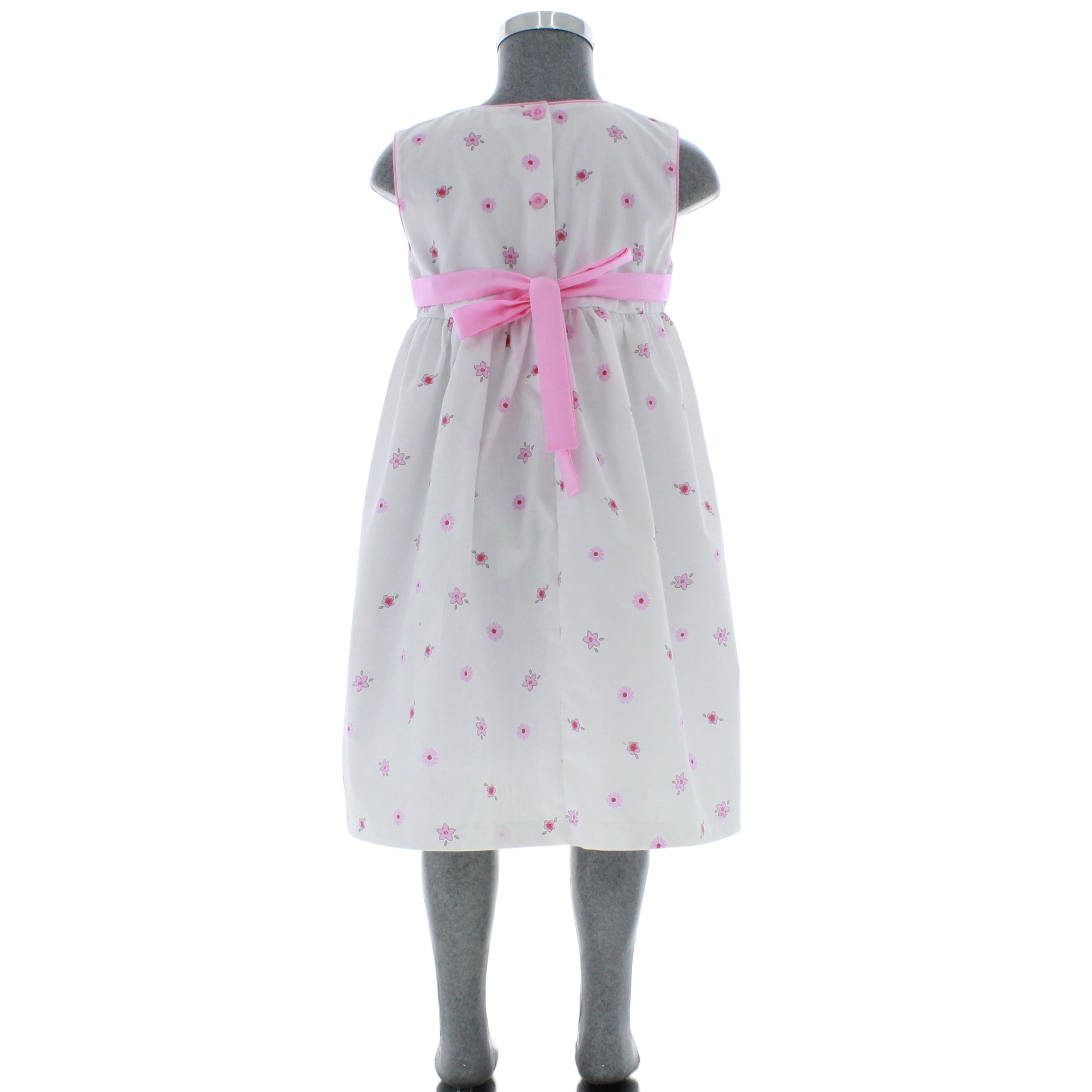 Vestido Para Niña color Blanco con Flores Rosas 3933 1 a 9 Años.