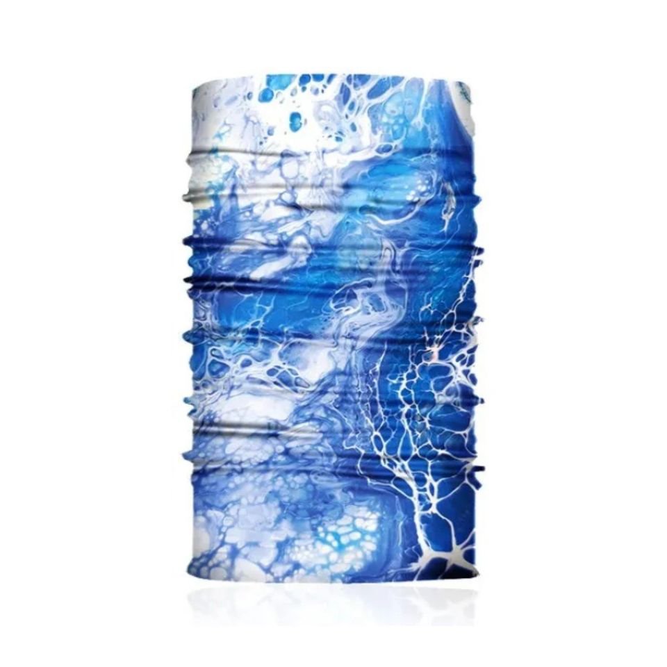 Mascara Tubular bandana moto Ciclismo sin costuras cubre bocas deportes azul blanco tela gym