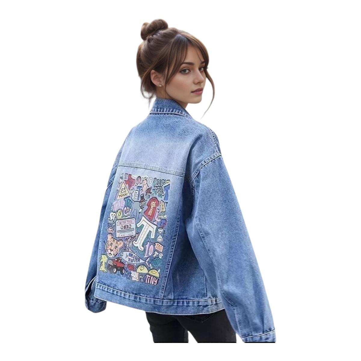 Chamarra De Mezclilla Con Estampado Para Mujer