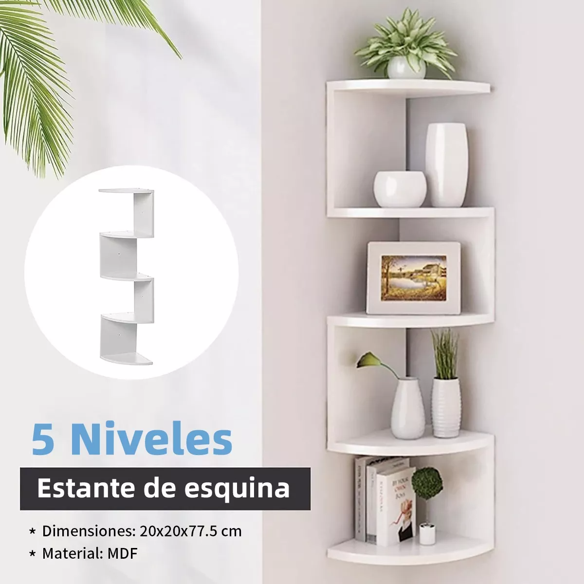 5 Repisas Modernas Flotantes Esquineras Blancas Minimalistas