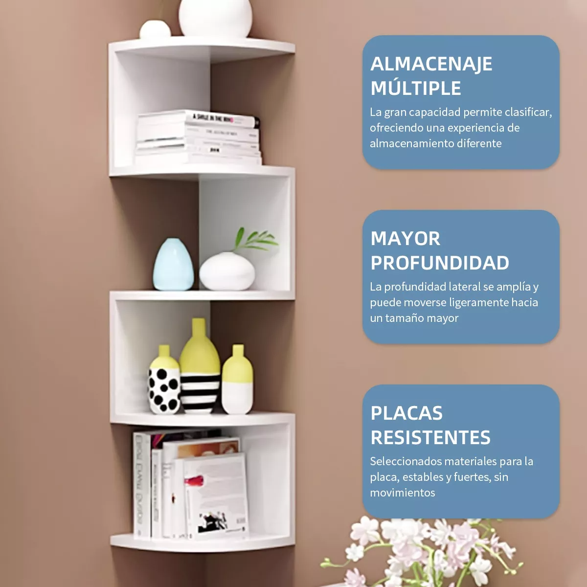 5 Repisas Modernas Flotantes Esquineras Blancas Minimalistas
