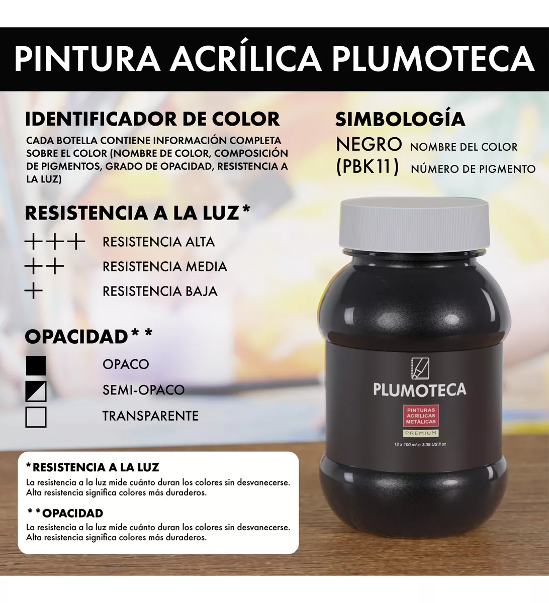 Pintura Acrílica Profesional 12 Colores Con 100ml Plumoteca Metalicas.