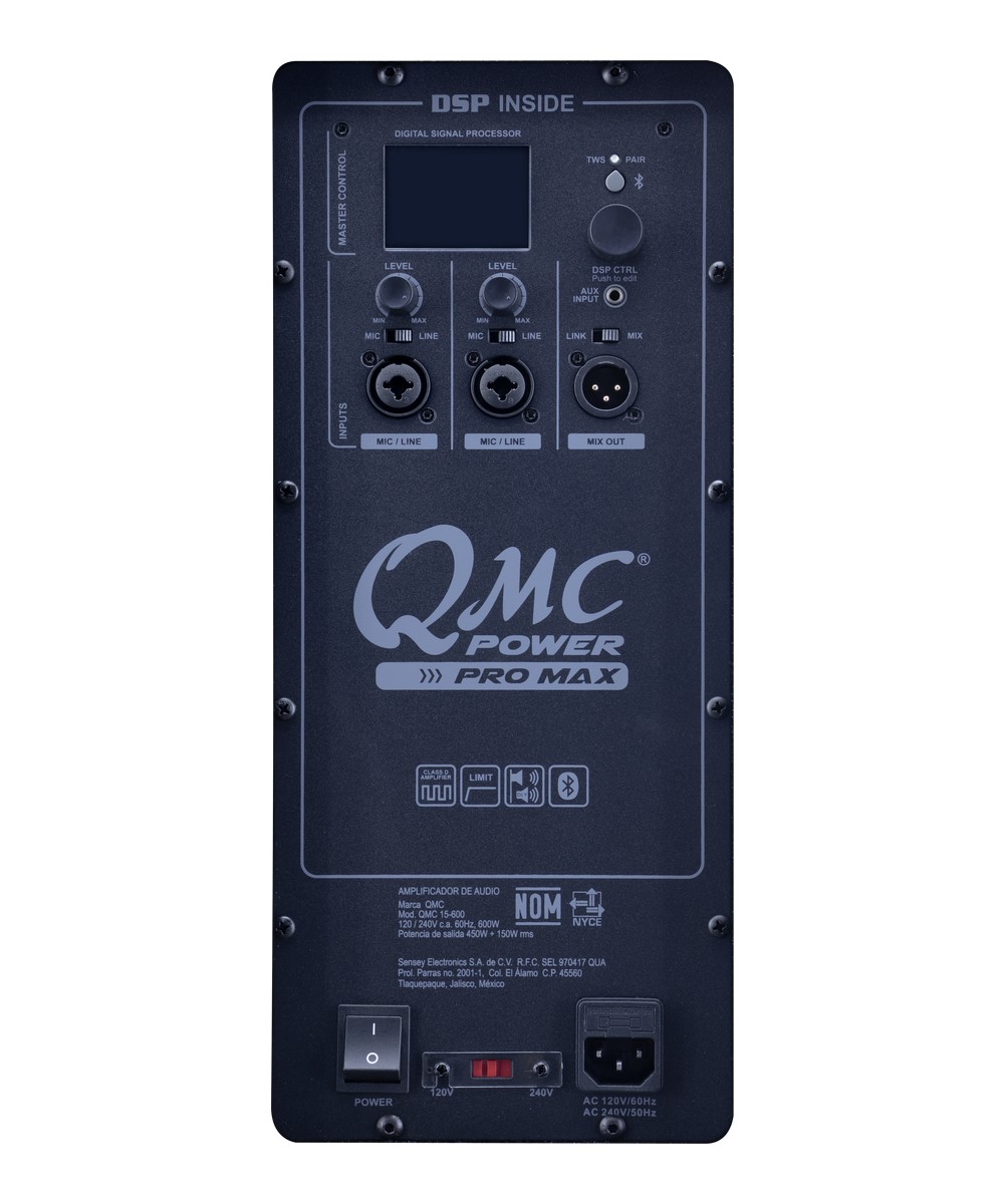 Bafle Concert QMC MAX 215 Activo Con Dsp Clase D Bluetooth Negro