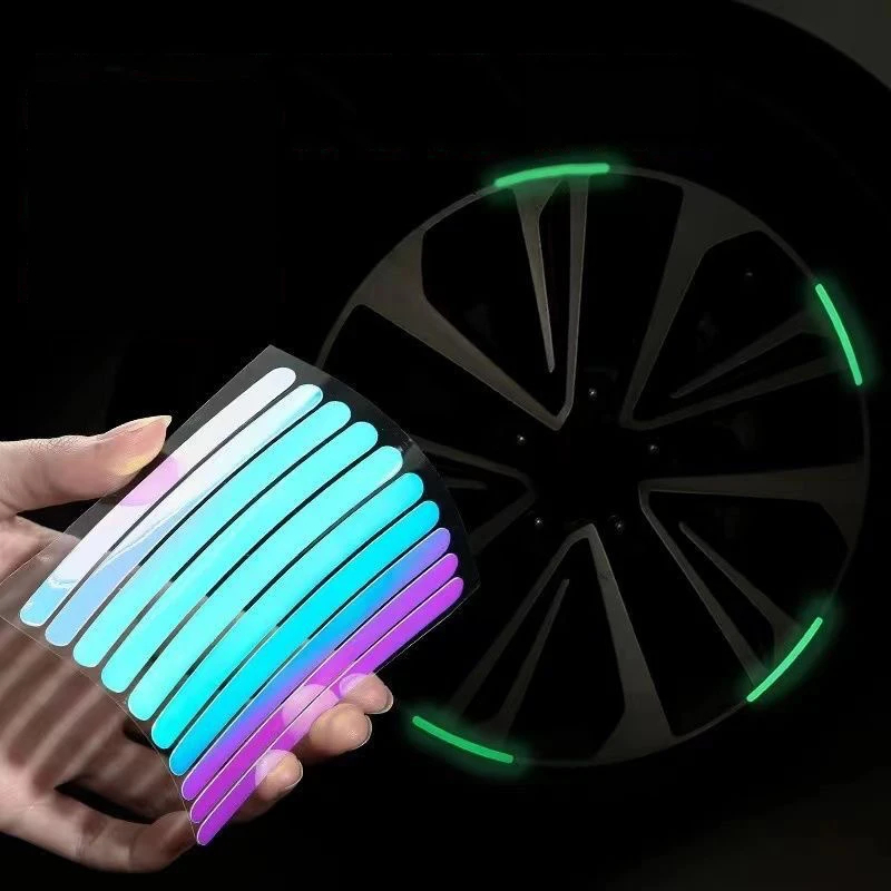 Pegatina Azul Cinta Reflectante Llanta Neumático Coche Tira Advertencia Seguridad Rueda Moto Bici
