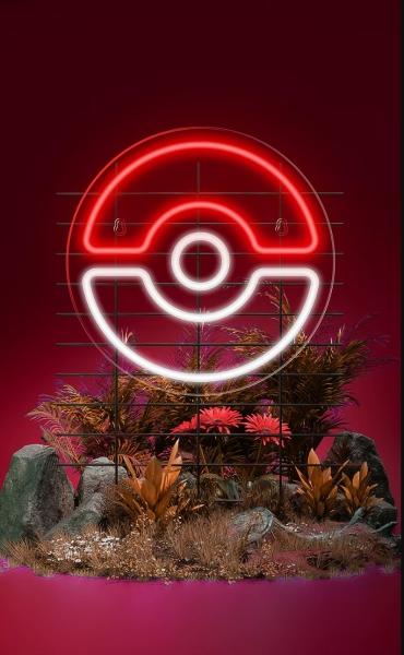 Letrero De Neón Pokémon Pokébola Para Decoración 25 Cm
