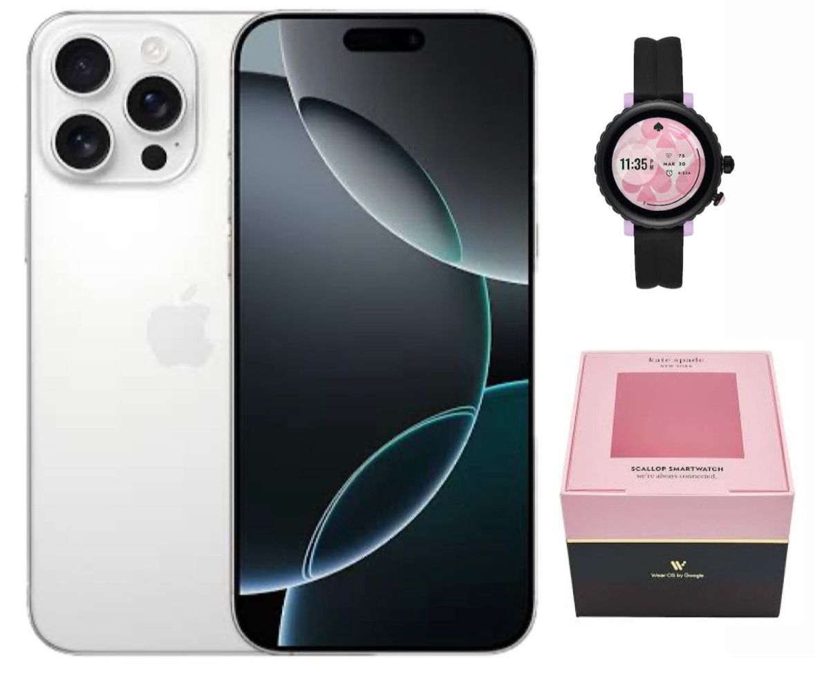 Apple iPhone 16 Pro Max Blanco Nuevo, Sellado  256GB, mas Reloj Kate Spade