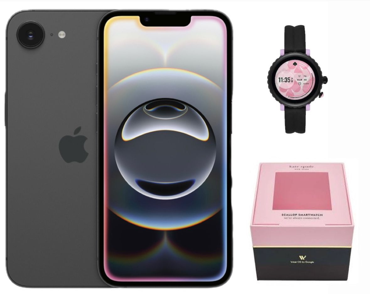Apple iPhone 16 e color Negro Nuevo mas Reloj Kate Spade