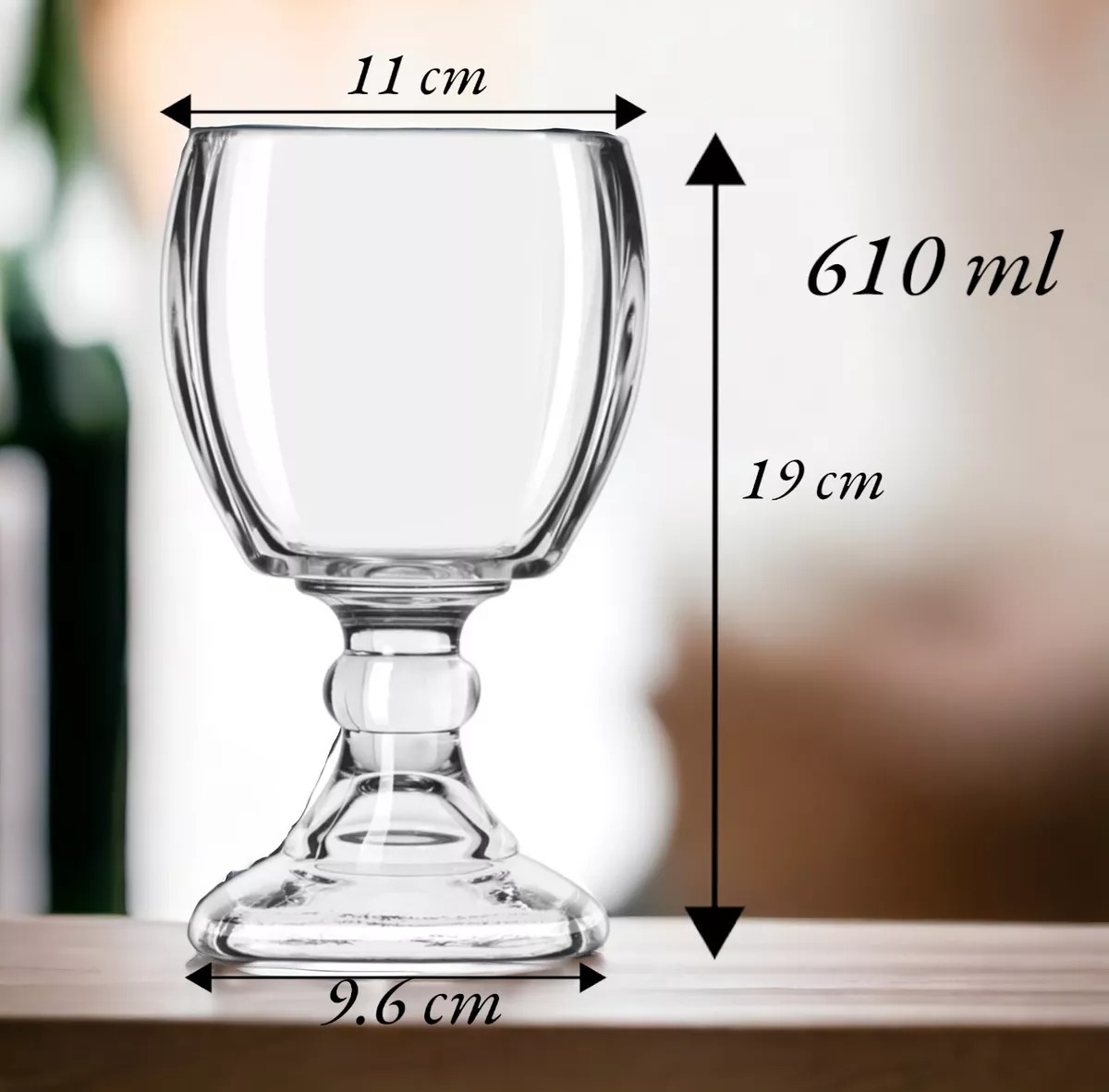 6 Copa Cuadrada Suprema Chabela De 610ml De Cristal 