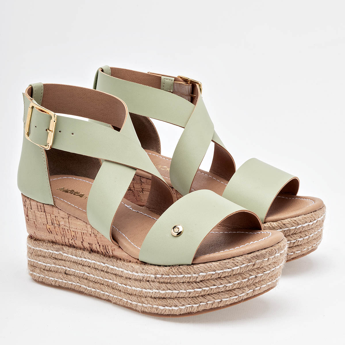 SANDALIA PLATAFORMA 8 CM MORAMORA PARA MUJER COLOR VERDE JAZMIN