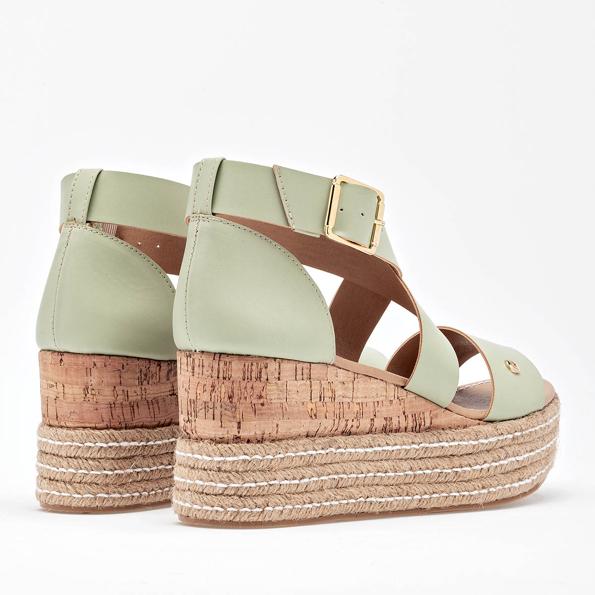 SANDALIA PLATAFORMA 8 CM MORAMORA PARA MUJER COLOR VERDE JAZMIN