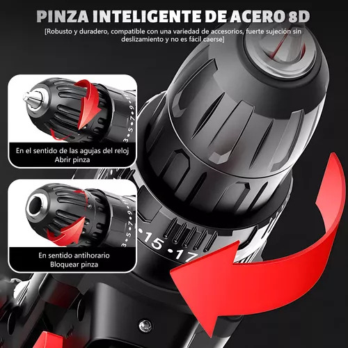 Kit Taladro Inalambrico Destornillador Electrico 2 Batería