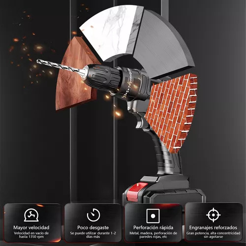 Kit Taladro Inalambrico Destornillador Electrico 2 Batería