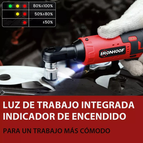 Llave De Impacto Inalámbrica Pistola Eléctrica 3/8 50 Nm 127V Ironhoof SLMXF037RB