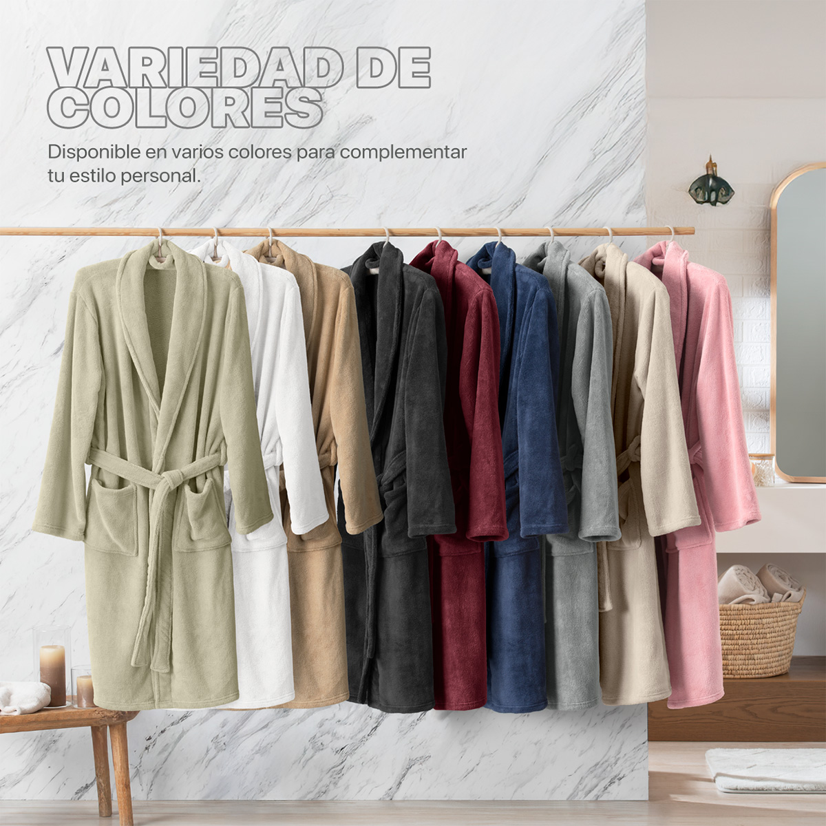  Bata de Baño para Mujer Absorbente Unitalla Blanco REAL TEXTIL.