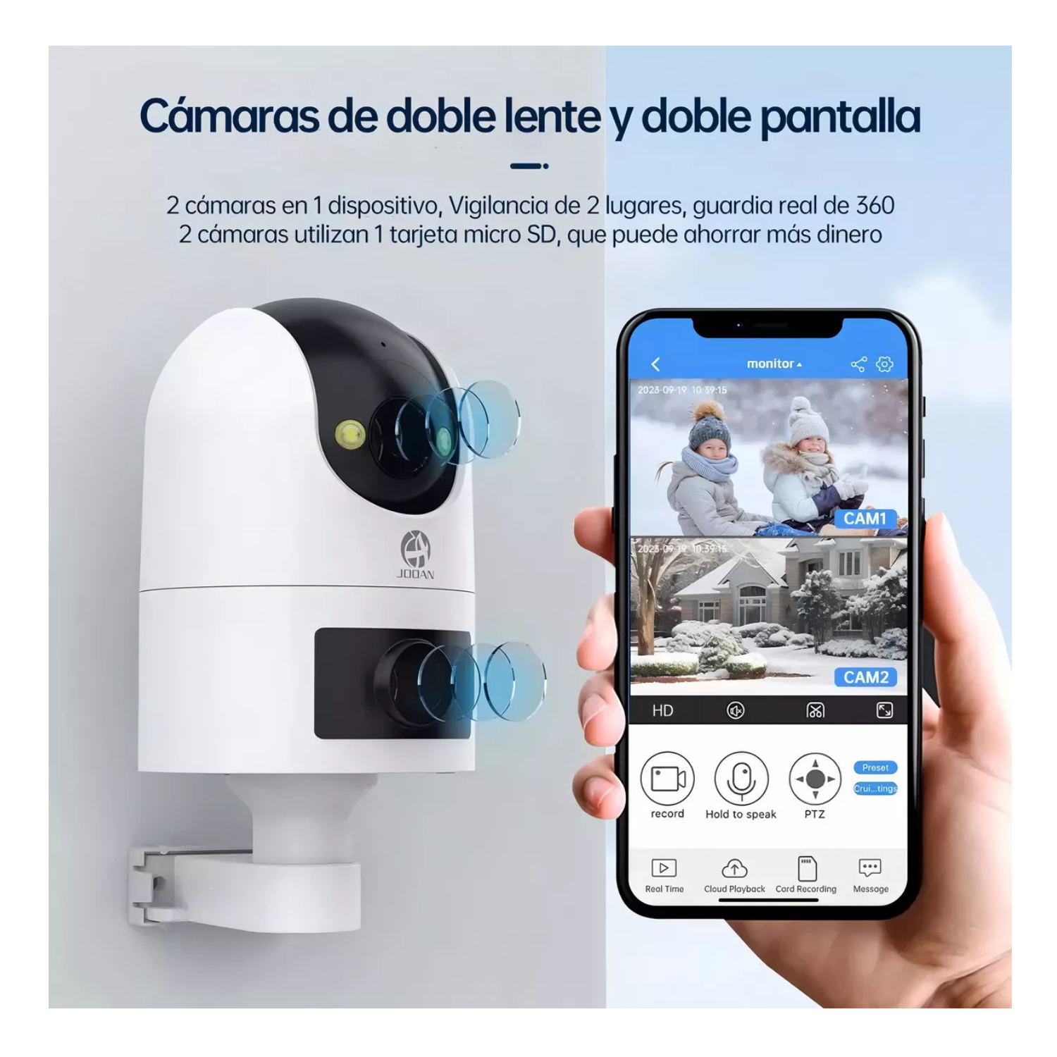 Cámara De Seguridad Wifi Exterior Doble Pantalla Con Alarma Camara Foco Camara Vigilancia Exterior Visión Nocturna Incluida Blanca