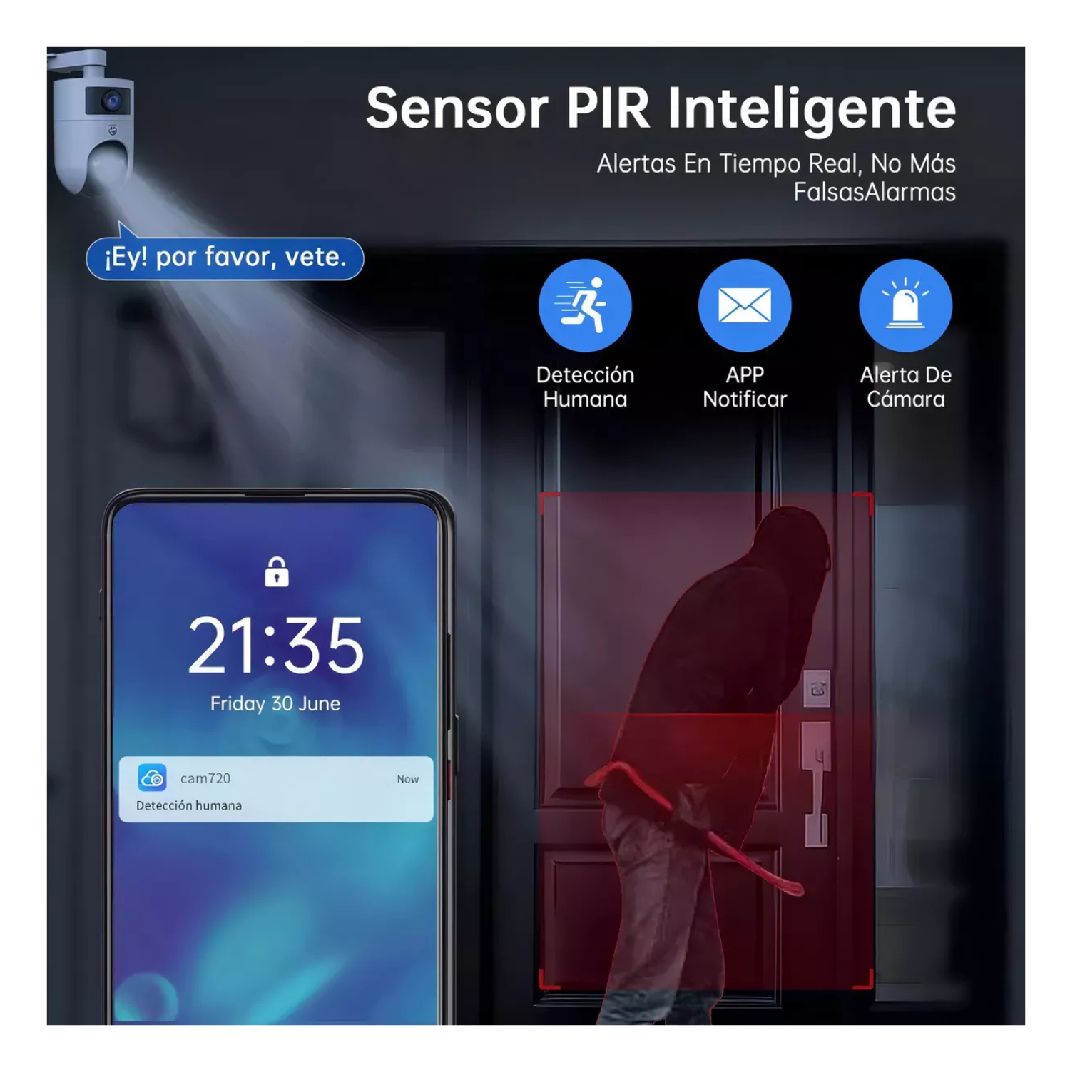 Cámara De Seguridad Wifi Exterior Doble Pantalla Con Alarma Camara Foco Camara Vigilancia Exterior Visión Nocturna Incluida Blanca