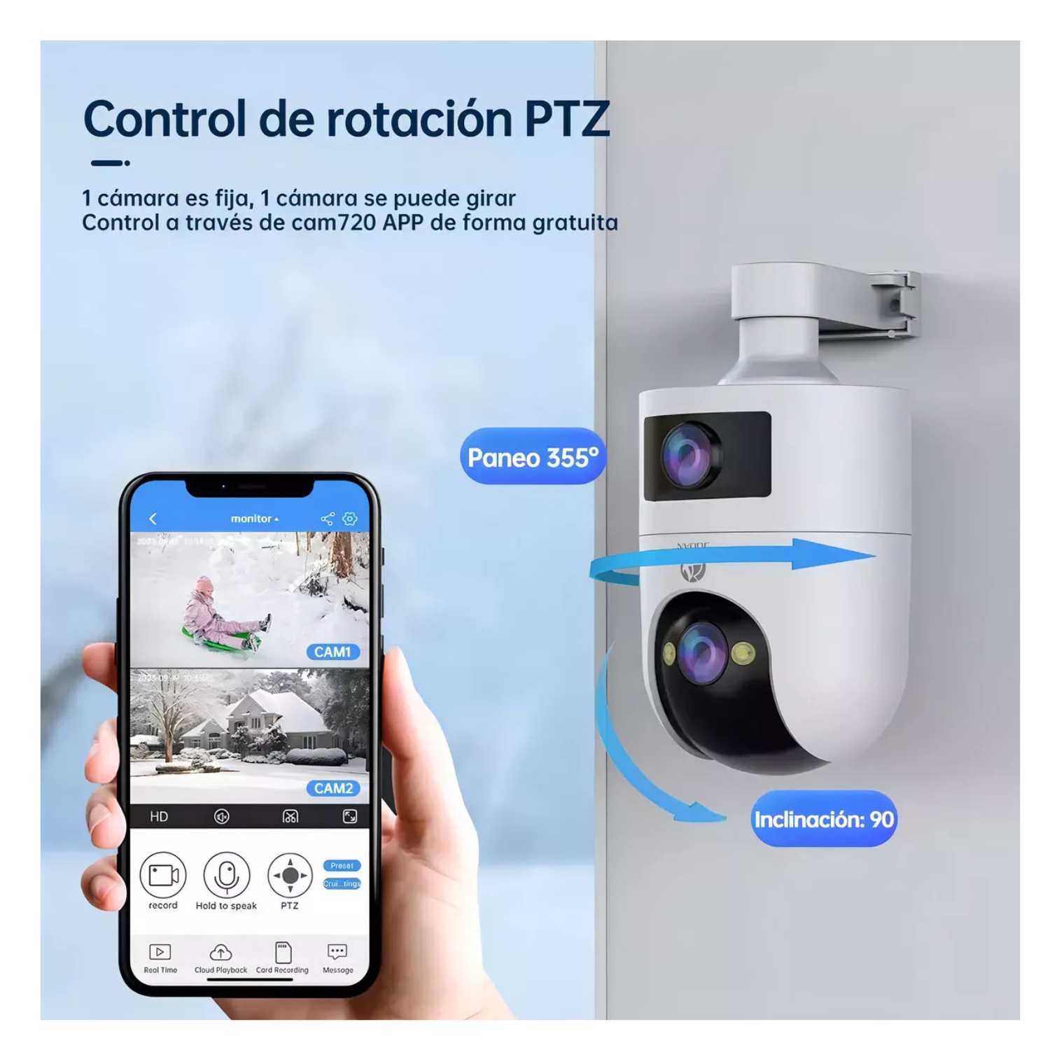Cámara De Seguridad Wifi Exterior Doble Pantalla Con Alarma Camara Foco Camara Vigilancia Exterior Visión Nocturna Incluida Blanca