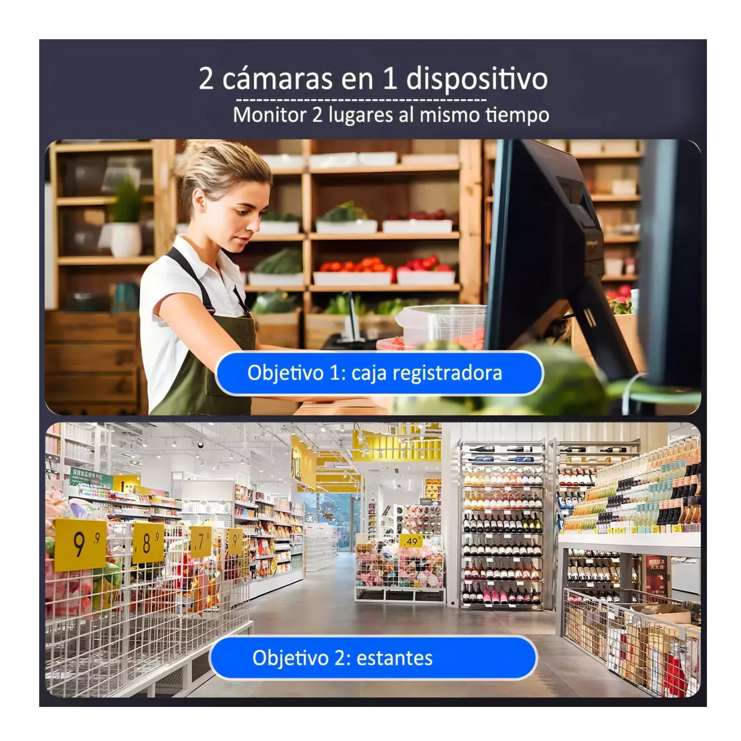 Cámara De Seguridad Wifi Exterior Doble Pantalla Con Alarma Camara Foco Camara Vigilancia Exterior Visión Nocturna Incluida Blanca