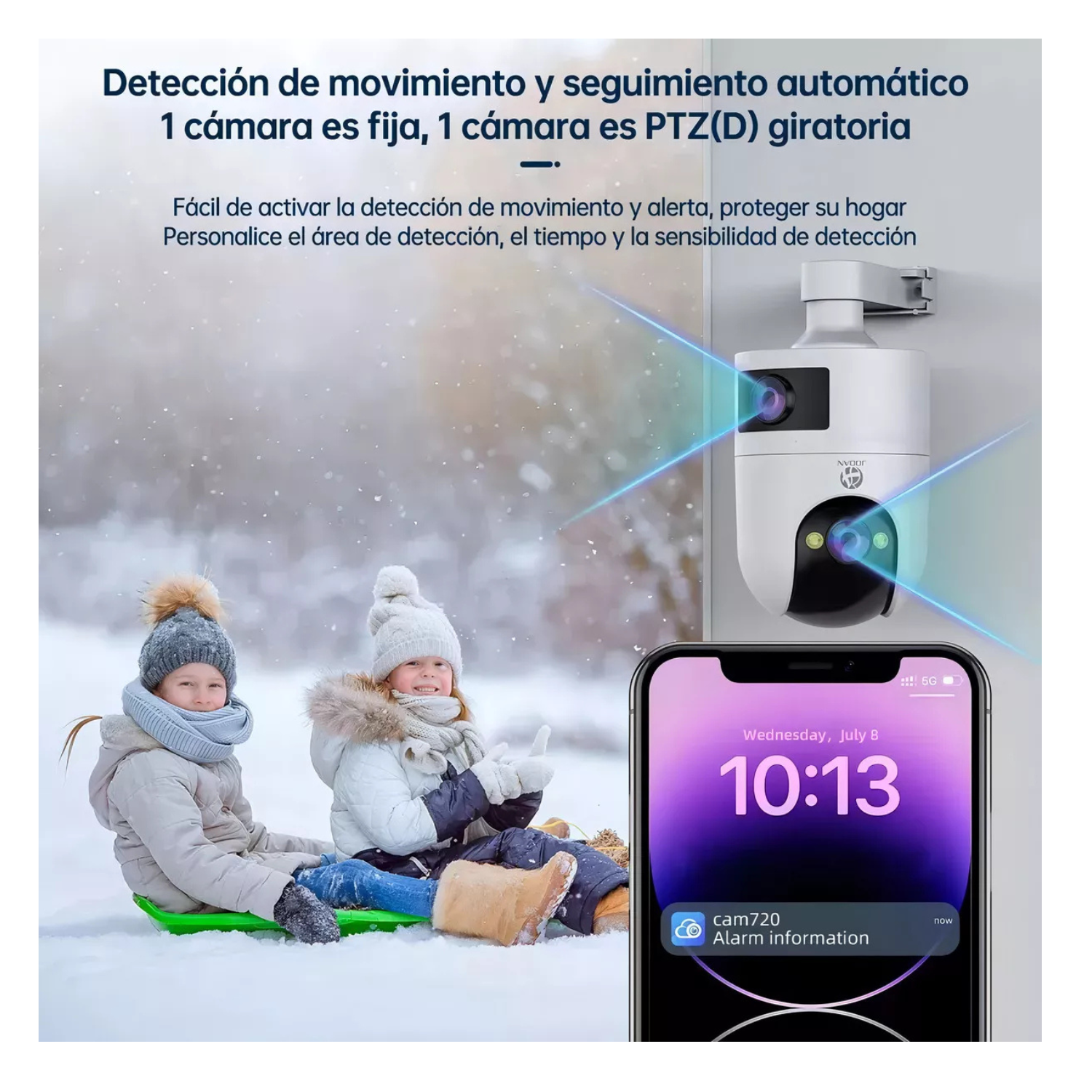 Cámara De Seguridad Wifi Exterior Doble Pantalla Con Alarma Camara Foco Camara Vigilancia Exterior Visión Nocturna Incluida Blanca